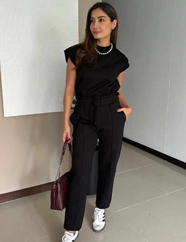 Pantalon Con Recogido Martina  Negro