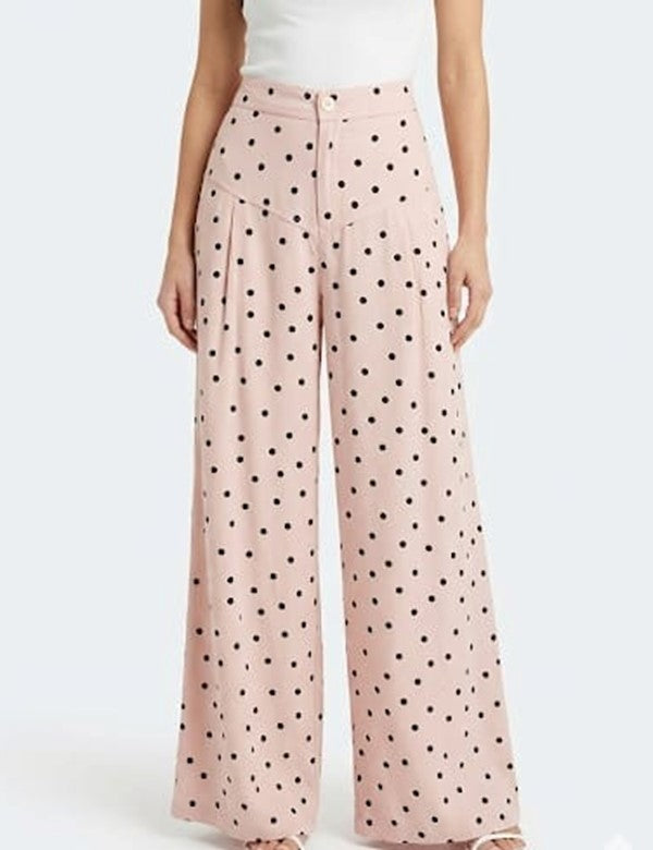 Pantalon Palazzo Basic Lunares Rosado