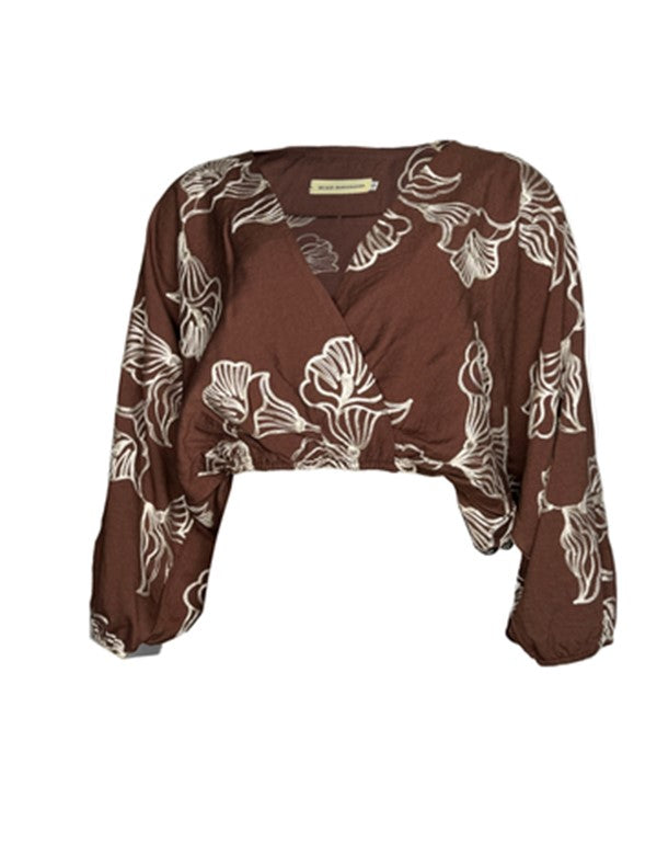 Blusa Con Escote Profundo Athala Cafe