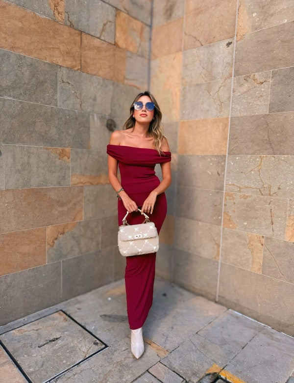 Vestido Merlot Largo Vino