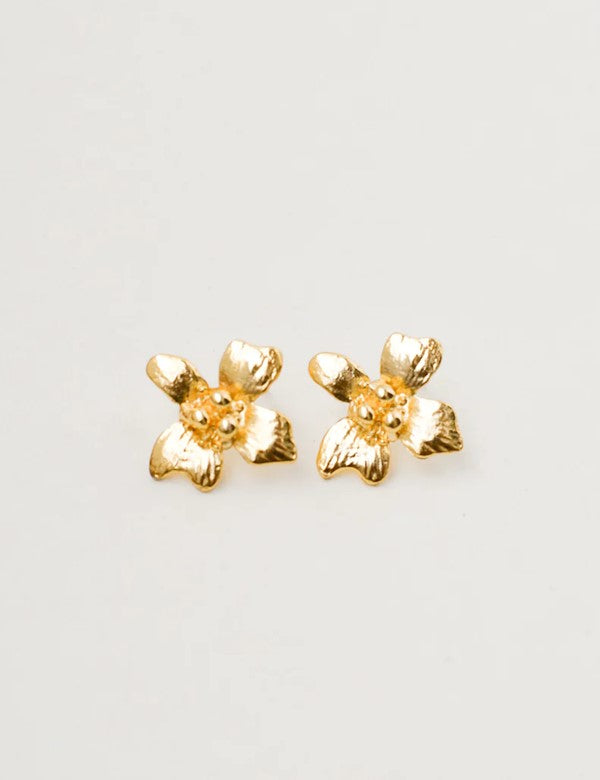 Aretes Mini Orquidea Dorado