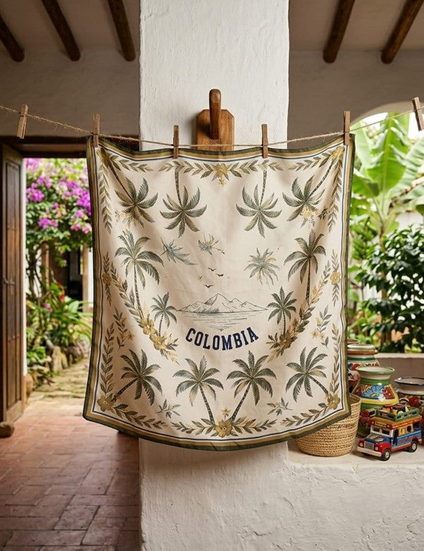 Pañoleta Colombia Palmeras Verde