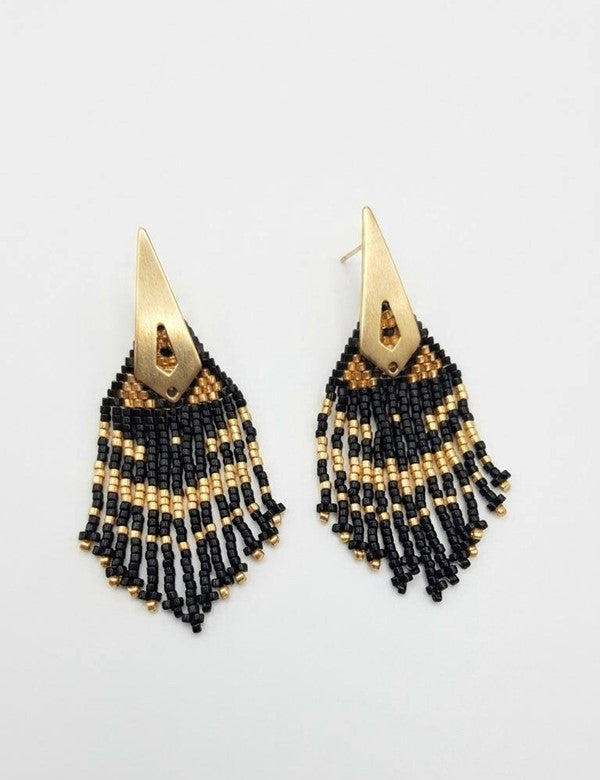 ARETES CASCADA MINI NEGRO Y DORADO