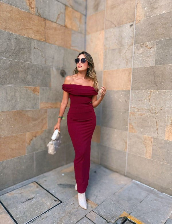 Vestido Merlot Largo Vino