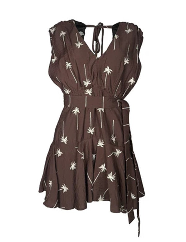 Vestido Corto Con Bordados Palma Cafe