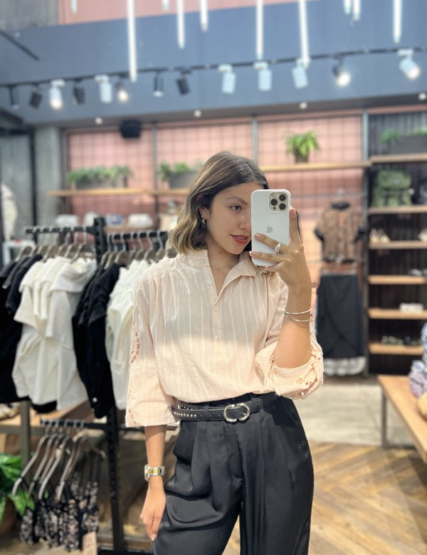 Blusa manga Bordada  Palo de Rosa