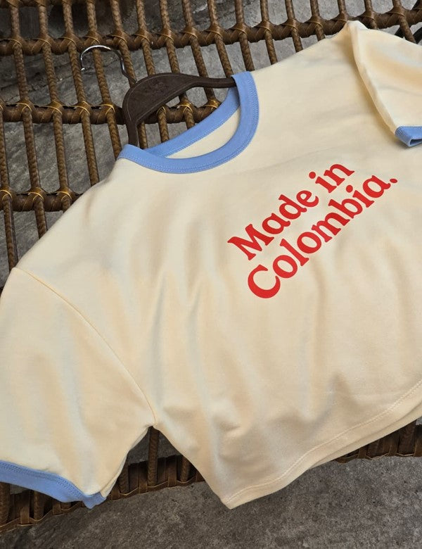 Camiseta Made In Colombia Cuello Azul