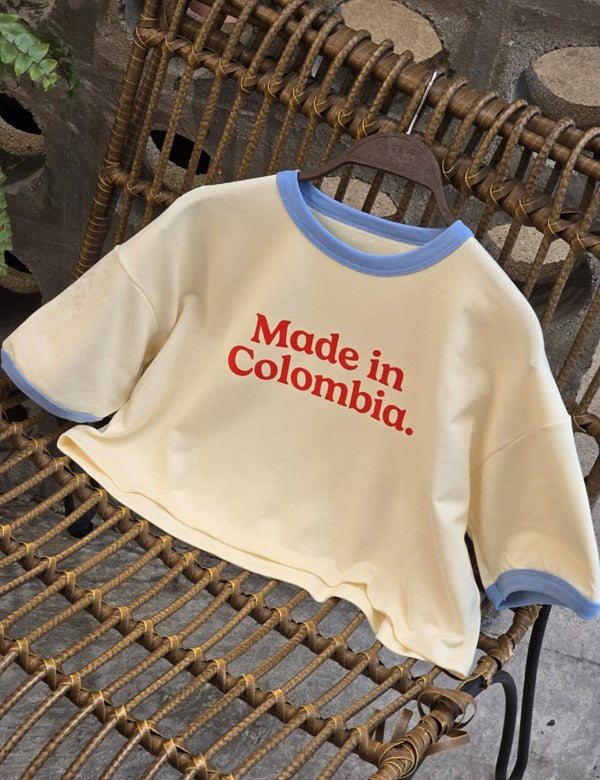 Camiseta Made In Colombia Cuello Azul