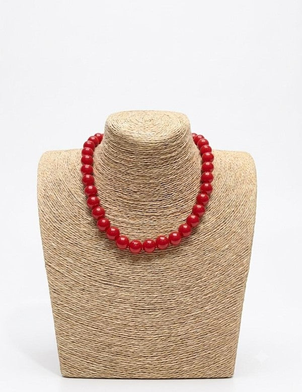 Collar Bolas Mediano Cereza