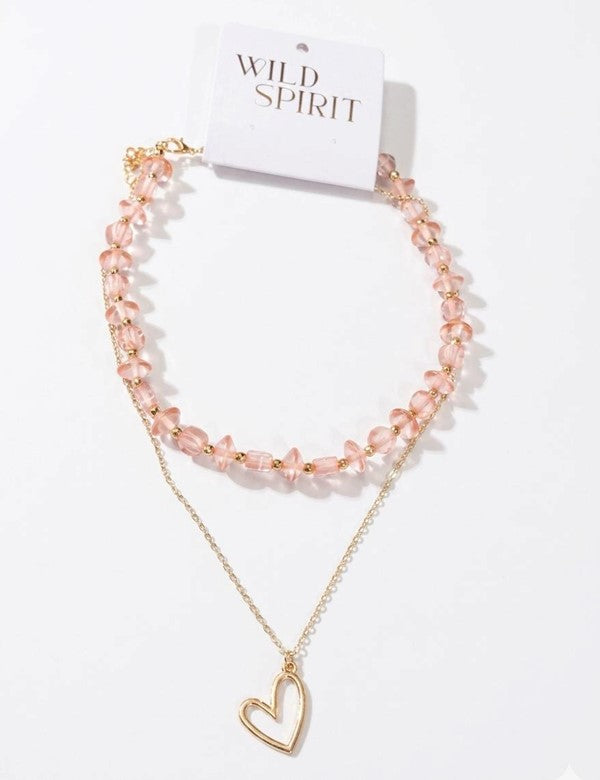 Collar Rondela Piedras Corazon