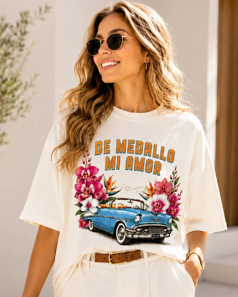 Camiseta De Medallo Mi Amor  Blanco