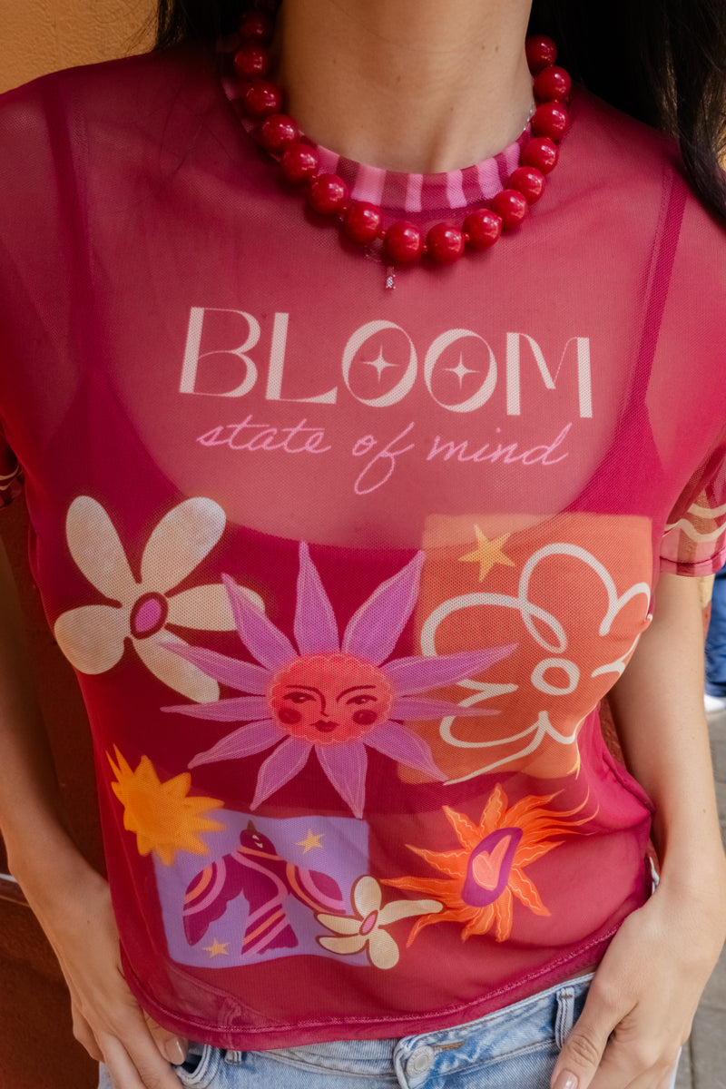 Bloom Mesh Shirt Vino Tinto