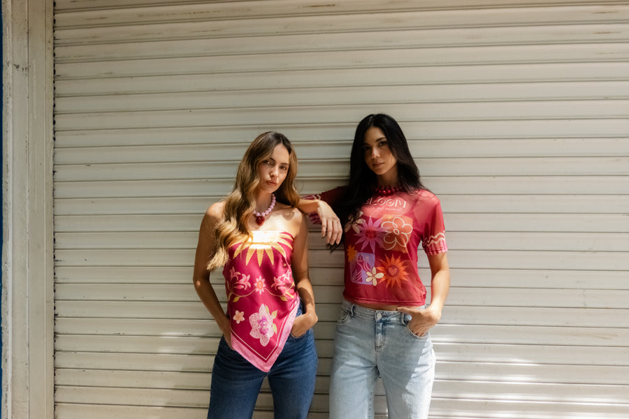 Bloom Mesh Shirt Vino Tinto