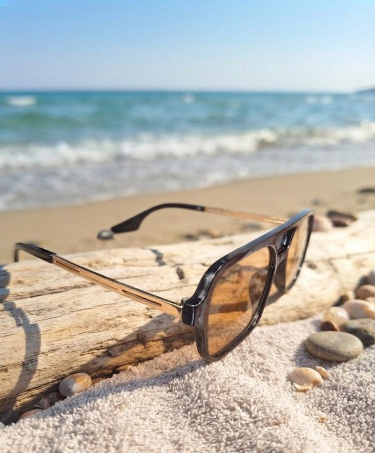 Gafas Aviador Pequeña Marco Negro Lente Rosa