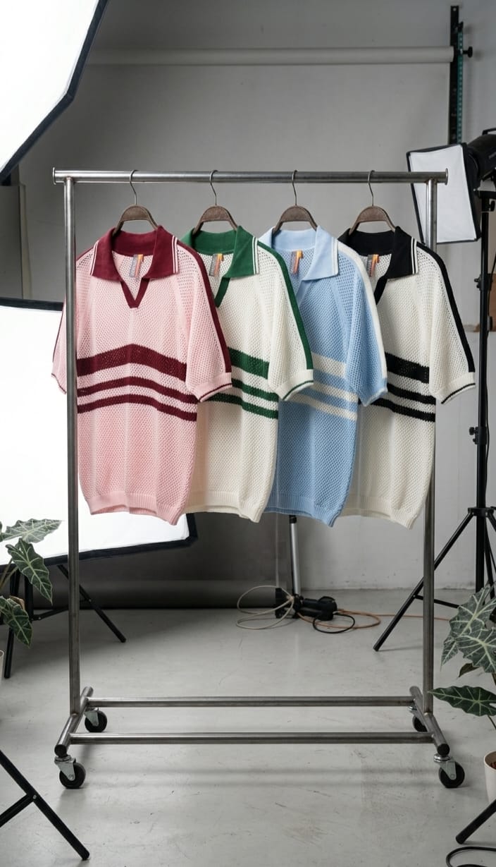 Blusa Tipo Polo Hilo Vino Tinto