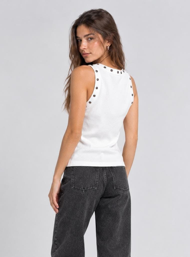 Strass Tank Top White