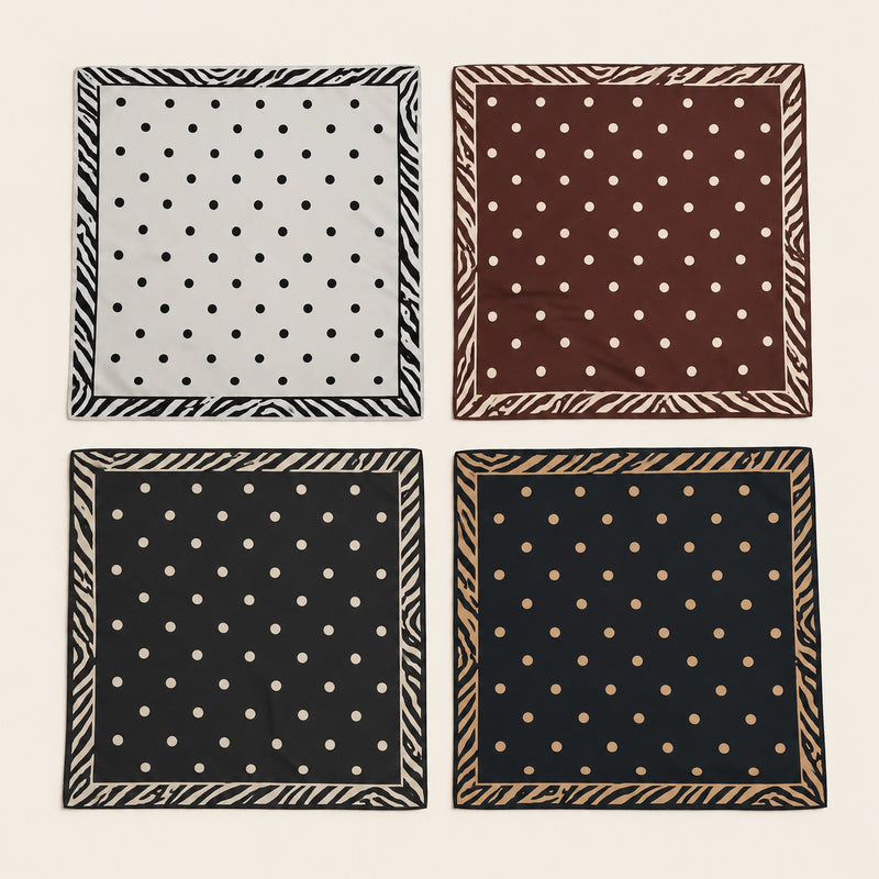 Pañoleta Beige Lunares Negros