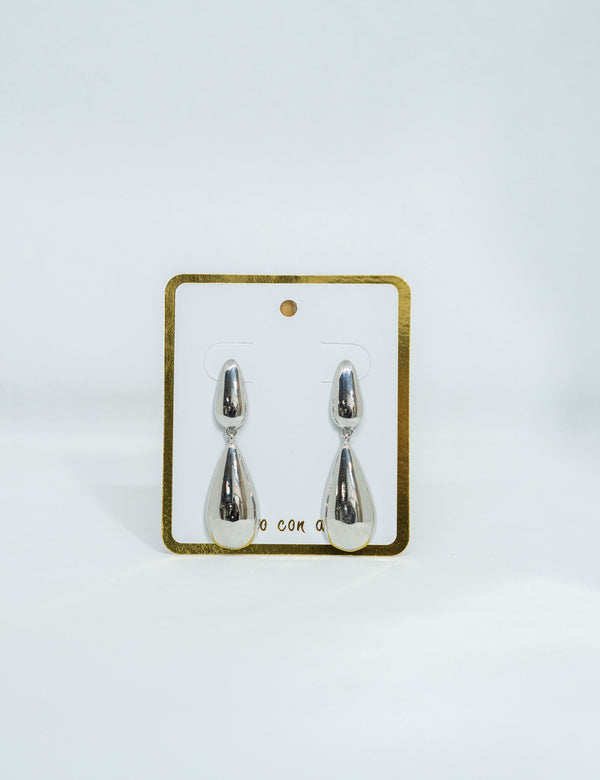 Aretes Gota Grande Plateado