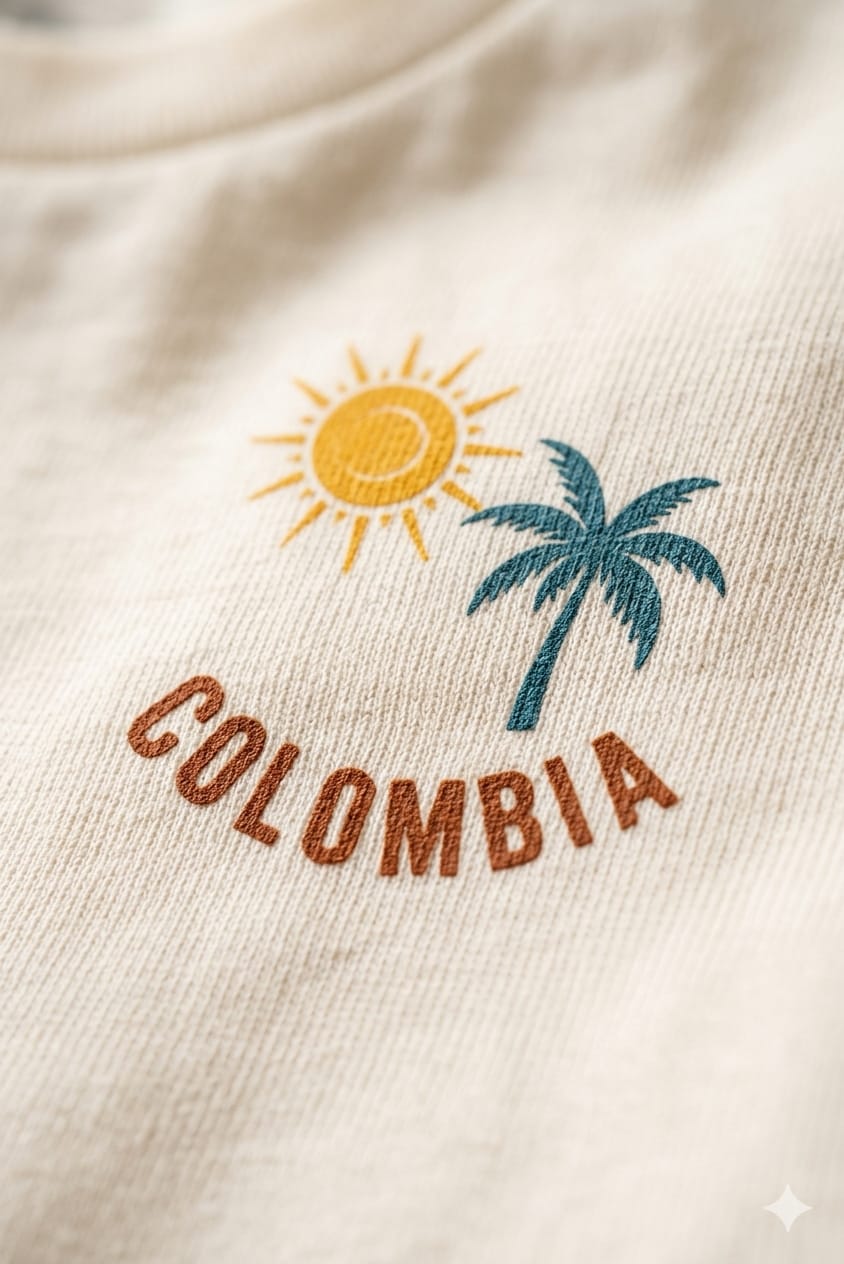 Camisa Colombia Palmeras Azules