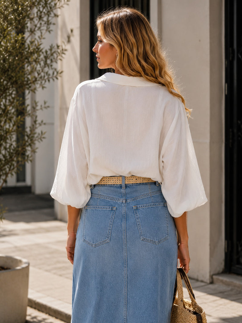 Blusa Cruzada Amarre Coverup Blanca