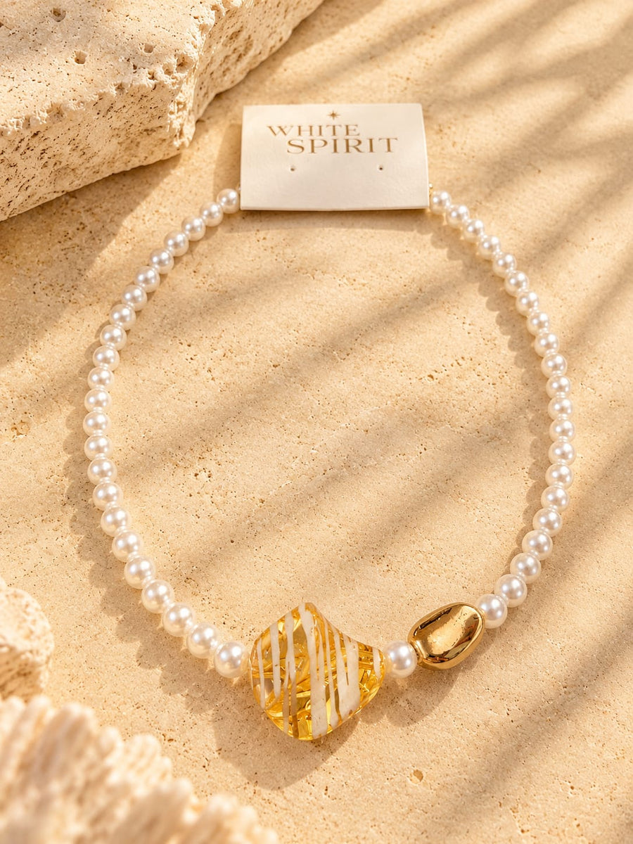 Collar Confite Mixto Perlas Blanco