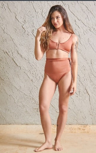 Bikini Tiro Alto Aura Terracota