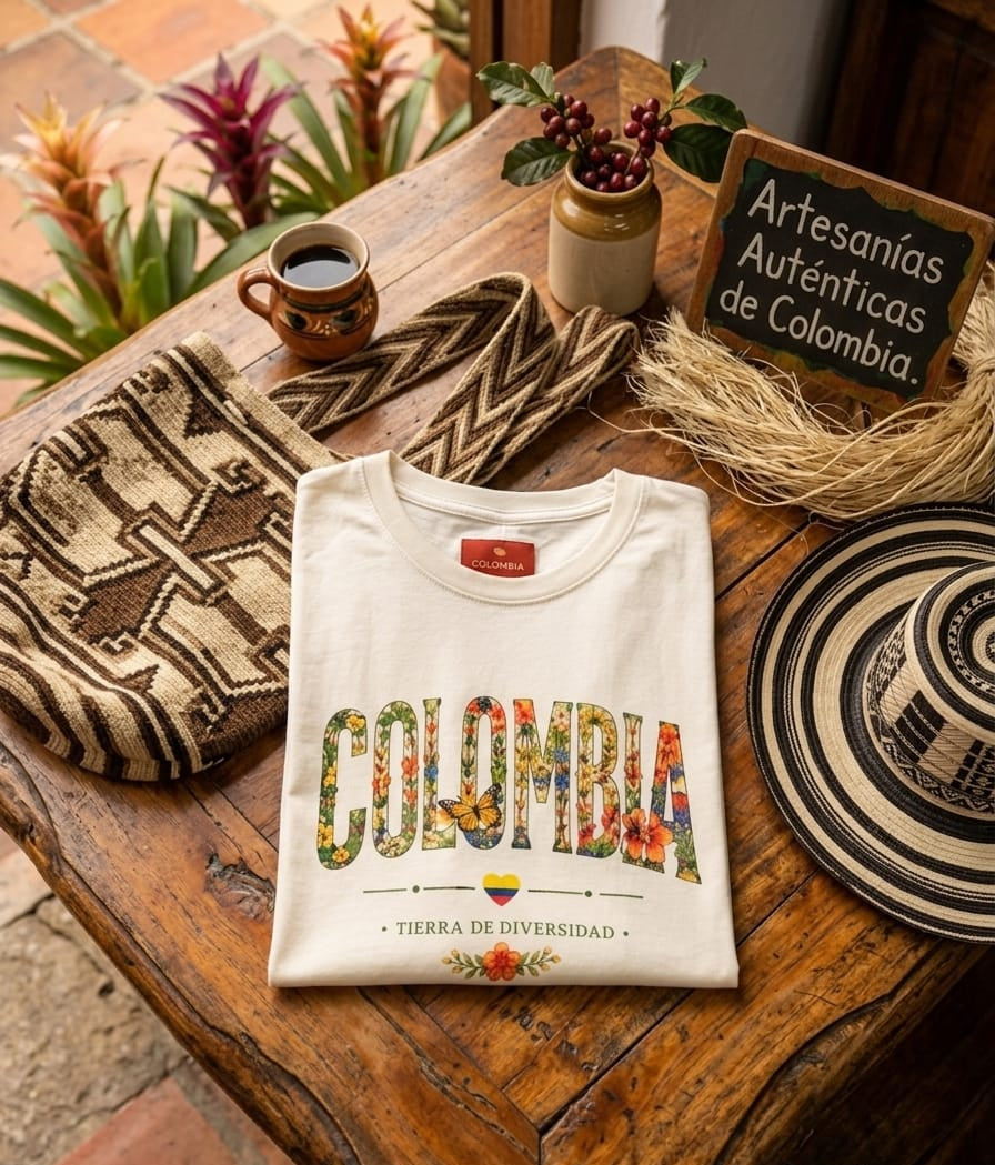 Camisa Colombia Diversa Frontal Estampado Multicolor