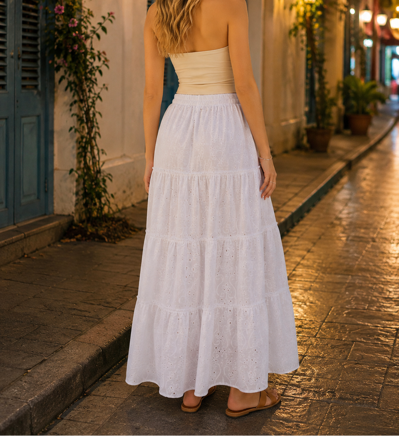 Falda Lorenza Ojalillo Blanco