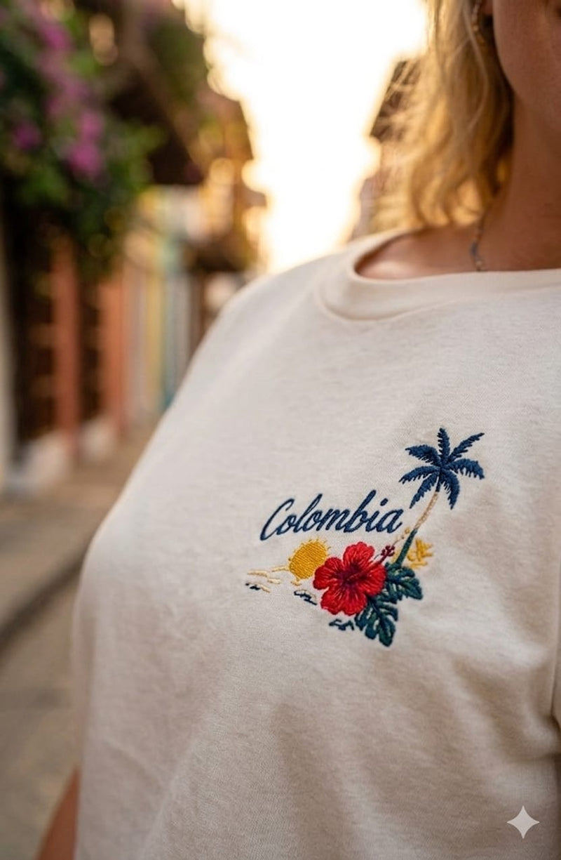 Camisa  Colombia  Numero 10  Azul Con Flores