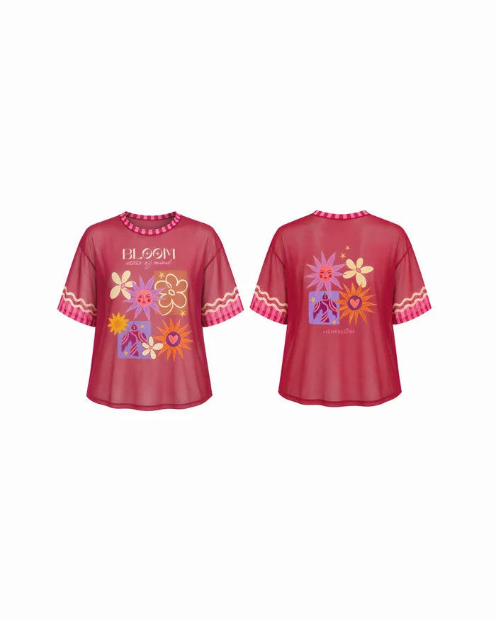 Bloom Mesh Shirt Vino Tinto