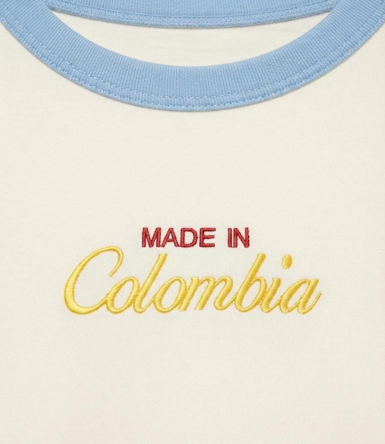 Made In Colombia Blanco Bordado Amarillo